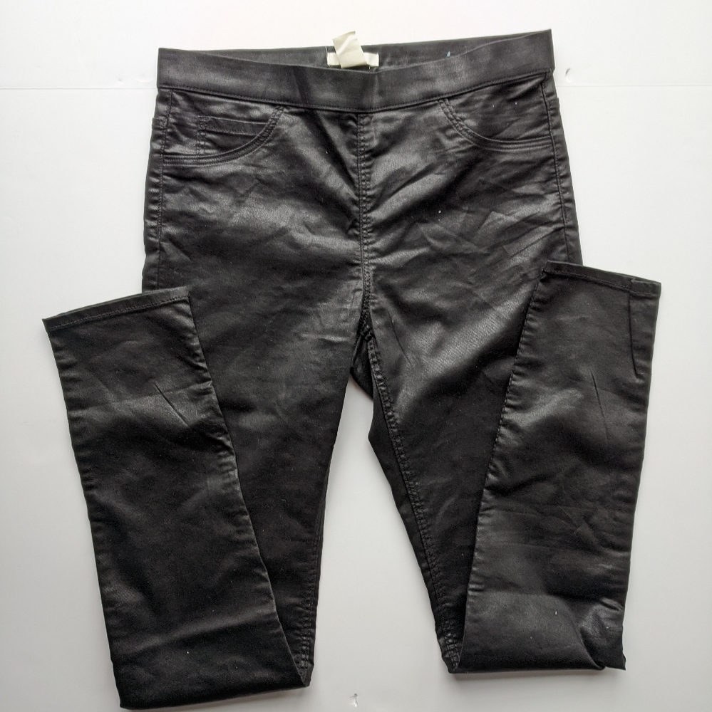 H&M black wax jeans